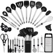 33-Piece Stainless Steel & Silicone Kitchen Utensil Set with Holder