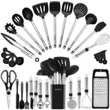 33-Piece Stainless Steel & Silicone Kitchen Utensil Set with Holder