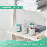 Clear Bathroom Organizer Canisters with Plastic Lids (4-Pack) – Qtip, Cotton & Vanity Storage Set with Labels