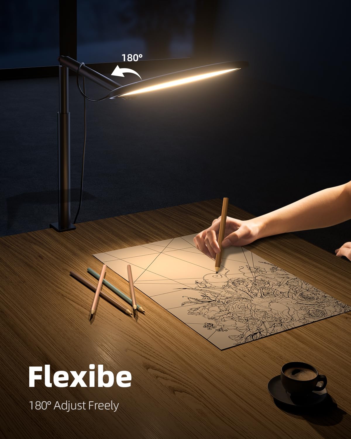 Weilisi 10.2" Desk Ring Light with C-Clamp Stand – 360° Rotating LED Lamp for Zoom, Podcast & Streaming