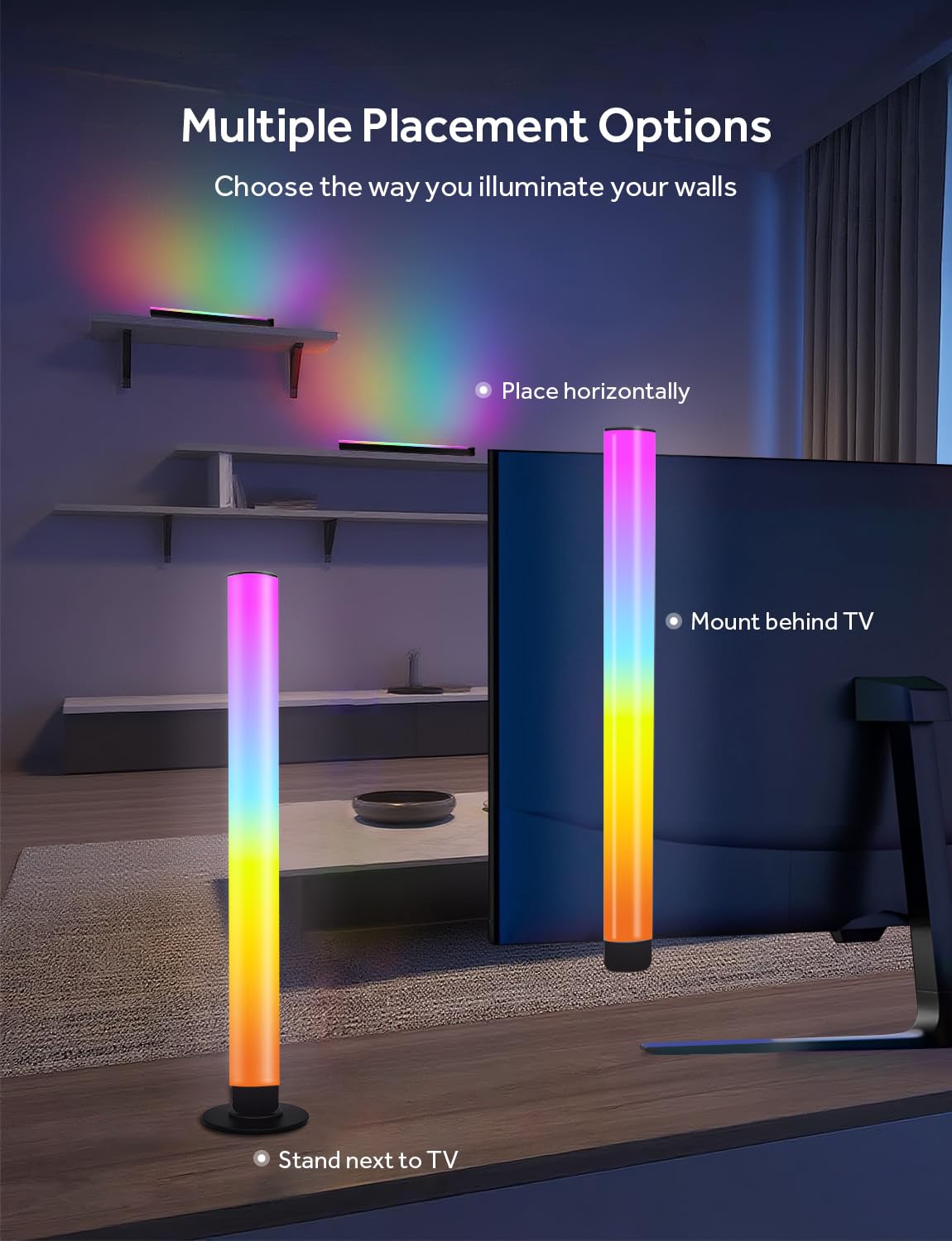 ELOUYCKE RGB Smart Light Bars – 16M Colors, 213 Effects & Music Sync TV Gaming Lights
