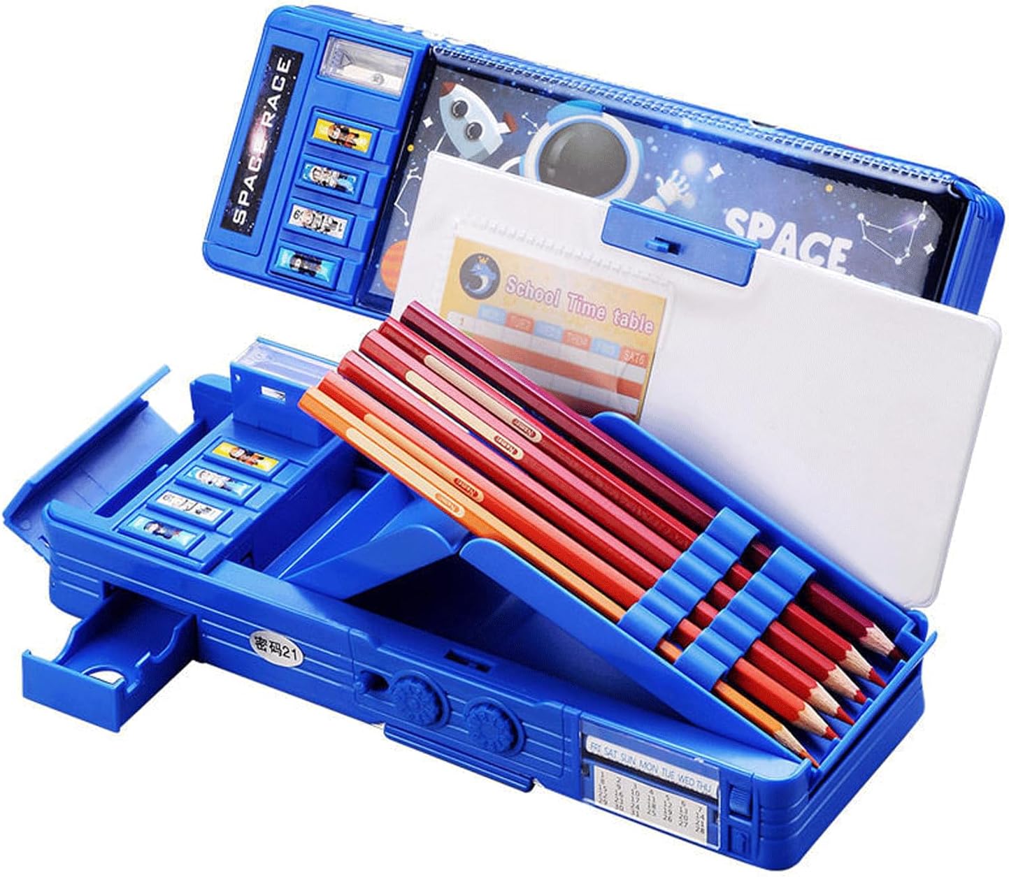 Blue Astronaut Pop-Up Pencil Case with Lock