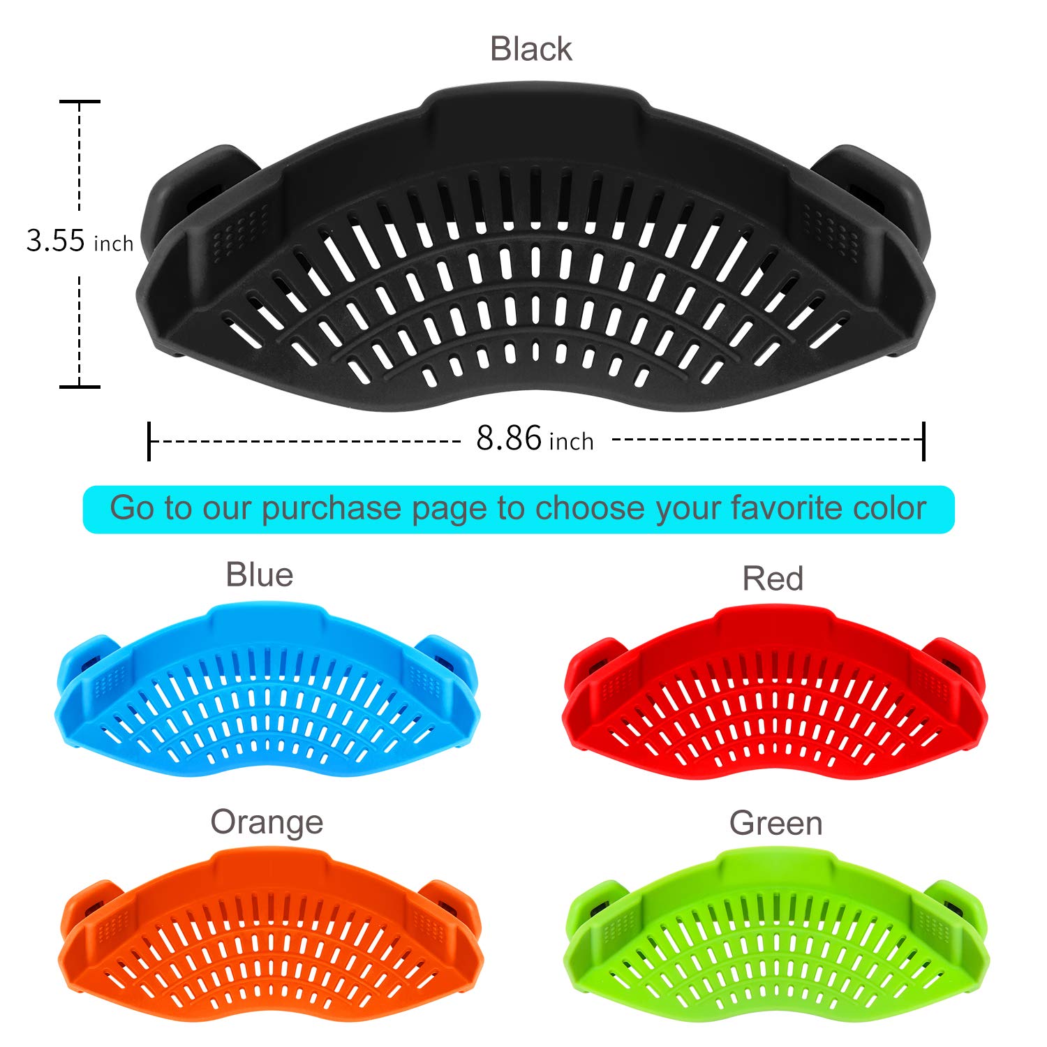 Clip-On Silicone Strainer for Pots & Pans – Heat Resistant Compact Food Drainer