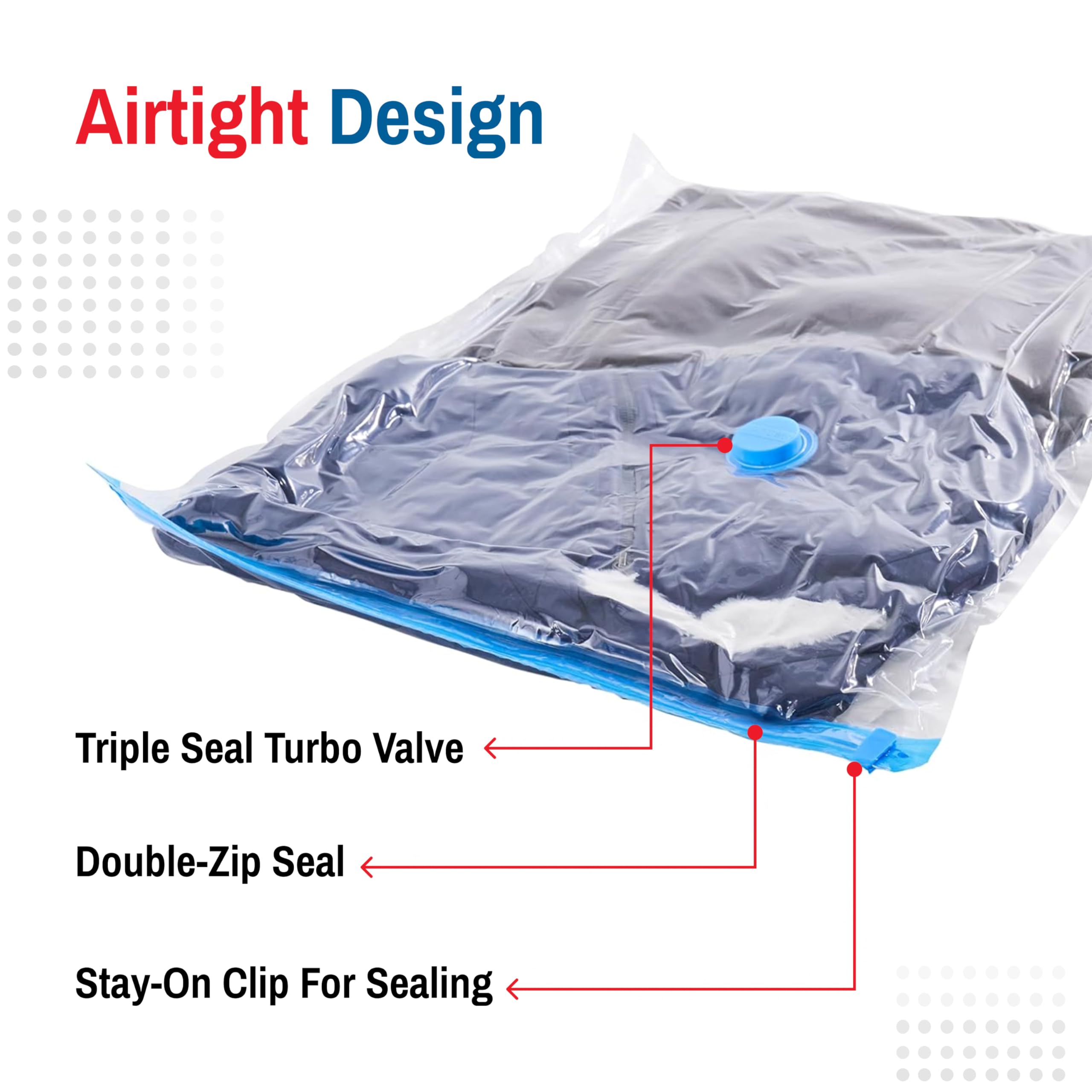 Vacuum Storage Bags Variety Pack – Space Saver Compression Bags for Clothes & Bedding (10-Pack with Hand Pump)