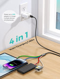 4-in-1 Multi Charging Cable with iWatch Magnetic Charger – Universal USB C, Lightning & Micro USB Fast Charging Cable for iPhone, Apple Watch, iPad, Samsung & Travel Devices
