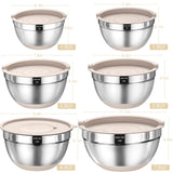 Stainless Steel Mixing Bowl Set with Airtight Lids & Grater Attachments (6 Sizes)