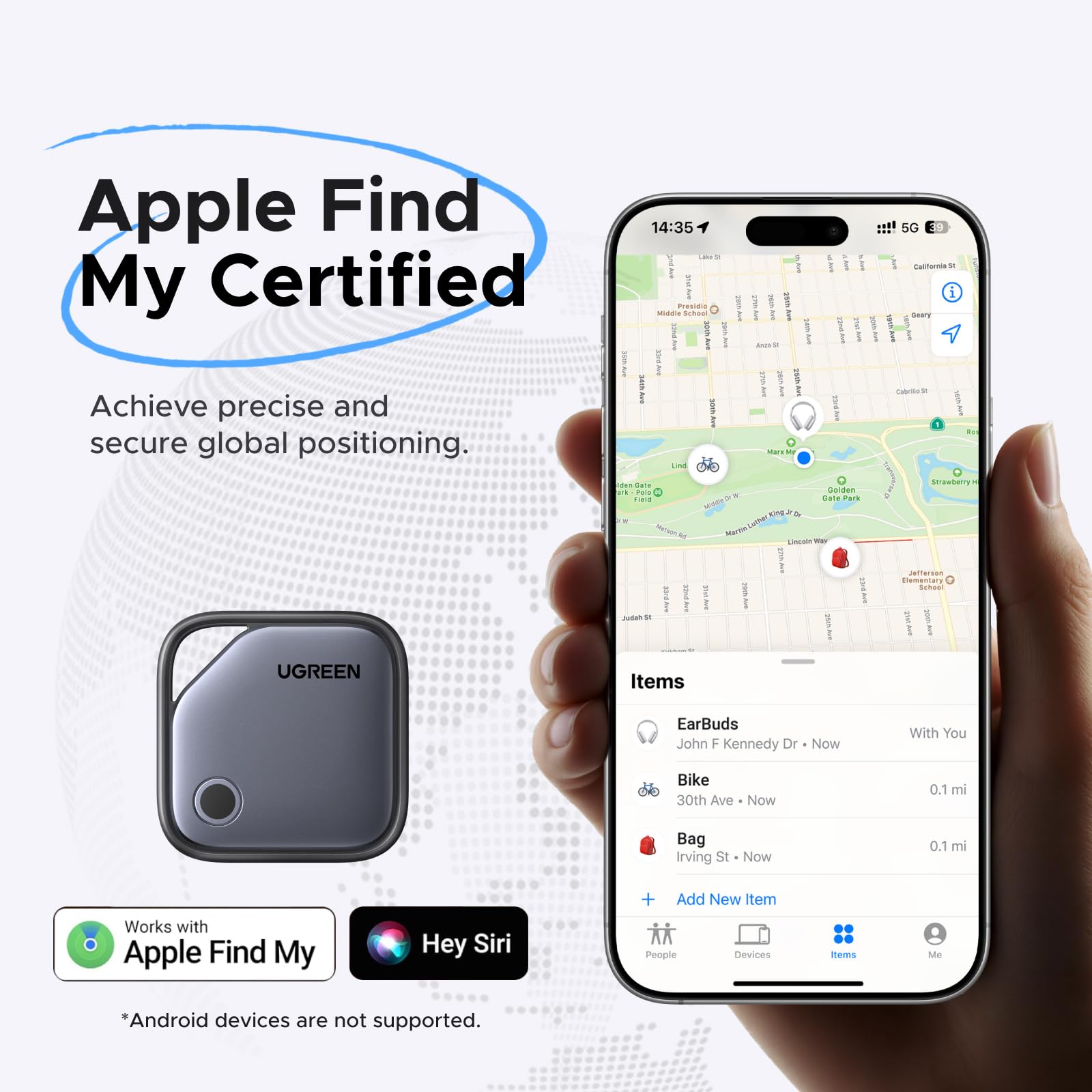 UGREEN FineTrack Air Tracker Tags (4-Pack) – Apple Find My Certified Bluetooth Item Trackers with 2-Year Replaceable Battery