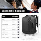 Expandable 40–50L Carry-On Travel Backpack with Cable Port – 17.3″ Laptop Weekender & Business Backpack
