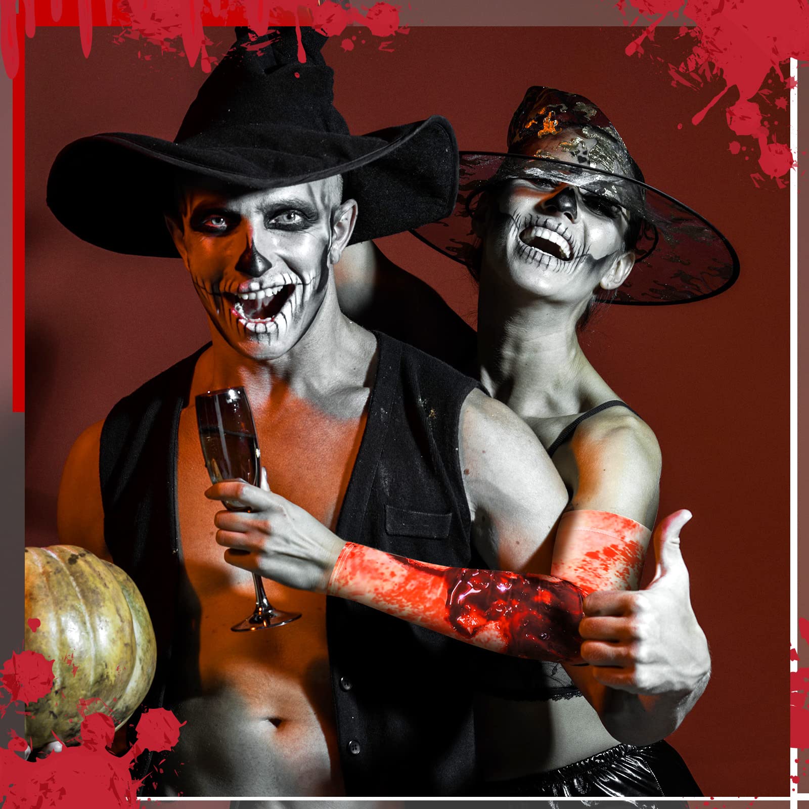Zombie Bite Halloween Arm Sleeves – 4 Pairs Realistic Tattoo Costume Accessories 🧟‍♂️🔥