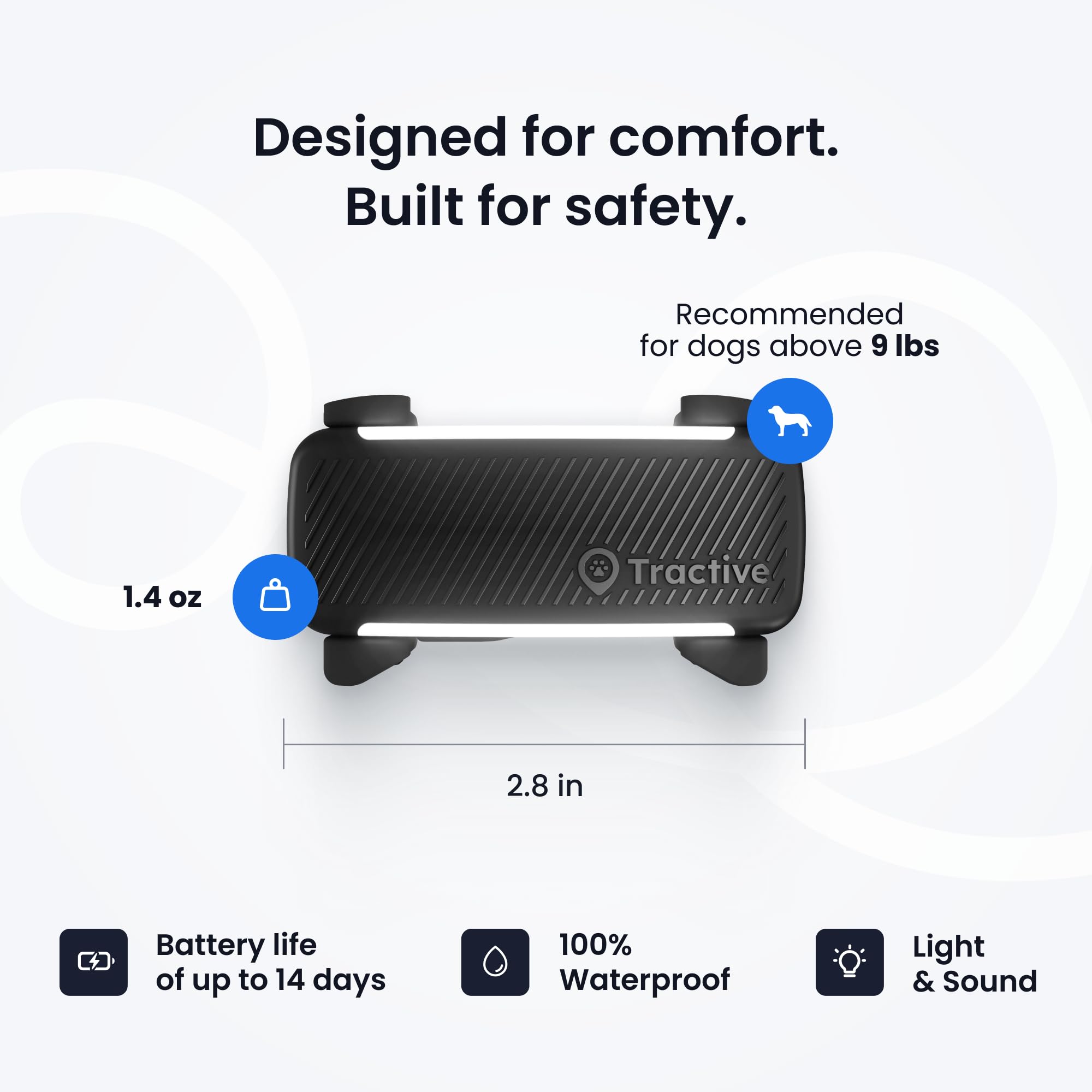 Tractive Real-Time GPS Dog Tracker with Health Monitoring & Escape Alerts – Waterproof Smart Pet Tracking Device (Black)