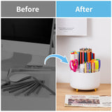 MARBRASSE 360° Rotating Desk Organizer – 5-Compartment Pen Holder & Desktop Storage Caddy for Office & Home