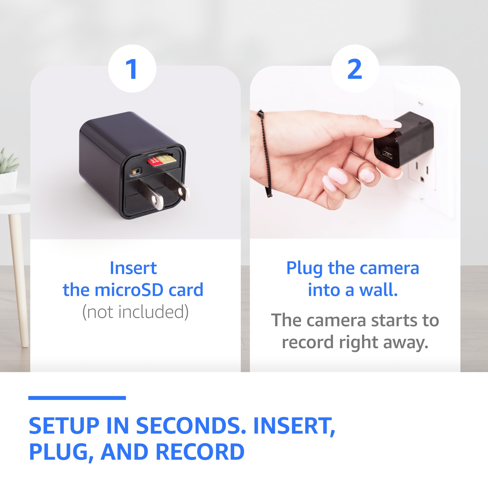 Hidden Wall Outlet Spy Camera with 1080P HD Recording, Motion Detection, 110° Wide Angle View and Continuous Power Monitoring