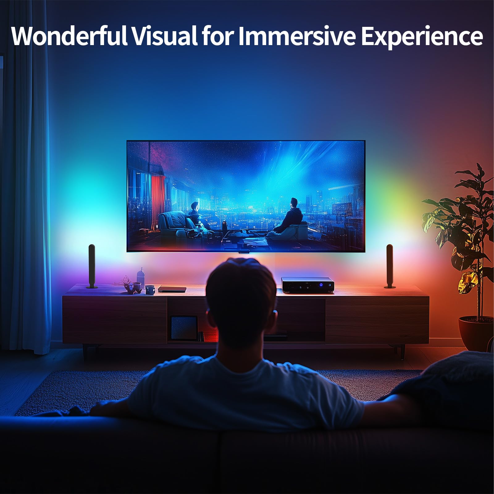 RGB-ICW Smart Light Bars for TV & Monitor with Bluetooth App Control – USB Powered Ambient Lighting