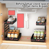 Everie Height-Adjustable 2-Tier Pull-Out Under-Sink Organizer – Heavy-Duty Metal Slide Shelf System