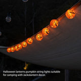Fabric Halloween Pumpkin Lantern String Lights – 9.8FT Plug-In Jack-O’-Lantern Lights with Warm White Glow, UL Certified & Waterproof (10 Lanterns)