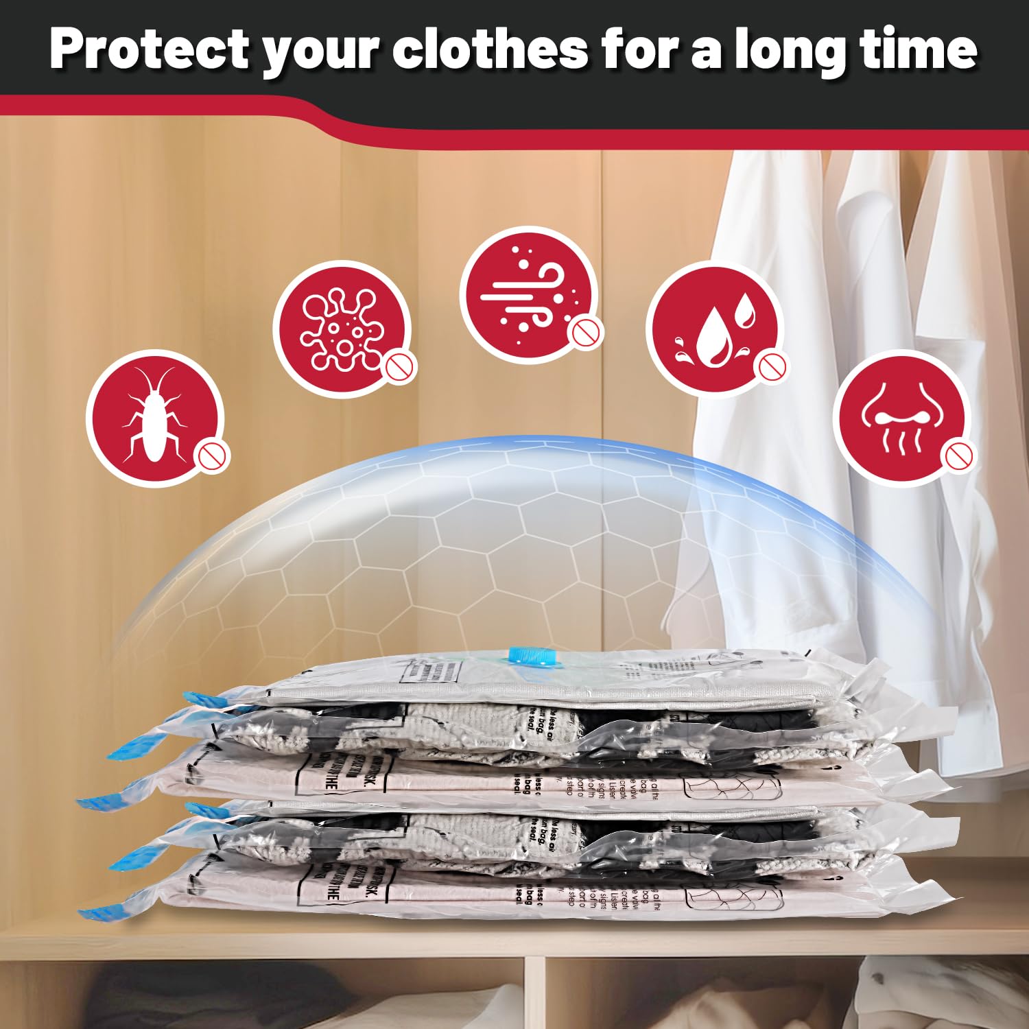 Vacuum Storage Bags with Electric Pump – Space Saving Compression Bags for Travel & Home Organization