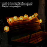 Fabric Halloween Pumpkin Lantern String Lights – 9.8FT Plug-In Jack-O’-Lantern Lights with Warm White Glow, UL Certified & Waterproof (10 Lanterns)