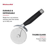 Stainless Steel Pizza Wheel Cutter with Ergonomic Handle & Finger Guard