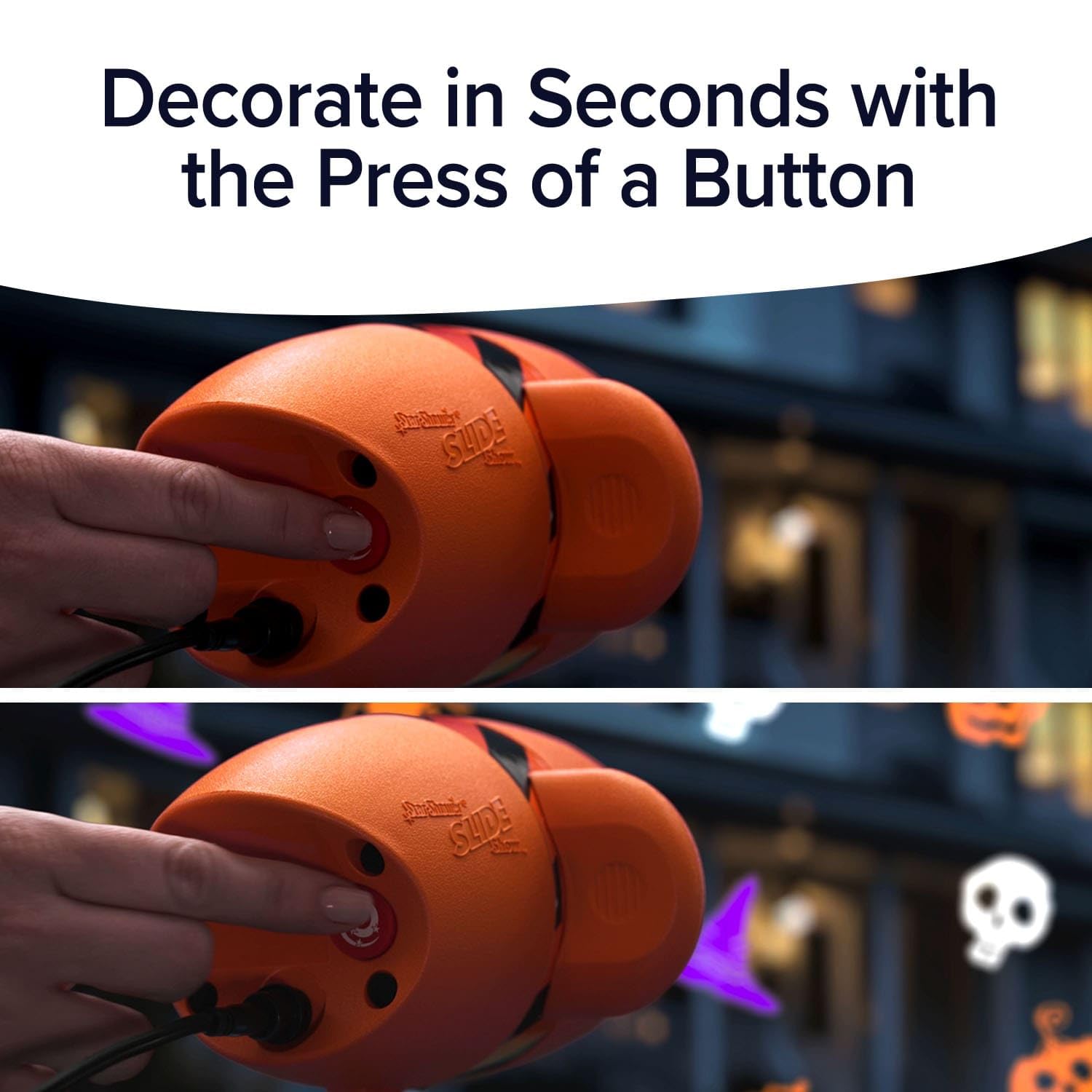 Star Shower Halloween Slide Show Projector – Orange LED Motion Light Display for Outdoor Haunted Decor