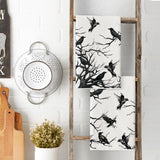 Black & White Halloween Kitchen Dish Towels – Set of 2 Stylish 18x26” Absorbent Tea Towels by Artoid Mode