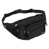 PROCASE Fanny Pack Waist Bag – Water-Repellent Hip & Crossbody Pack for Travel, Running & Outdoor Sports (Black)