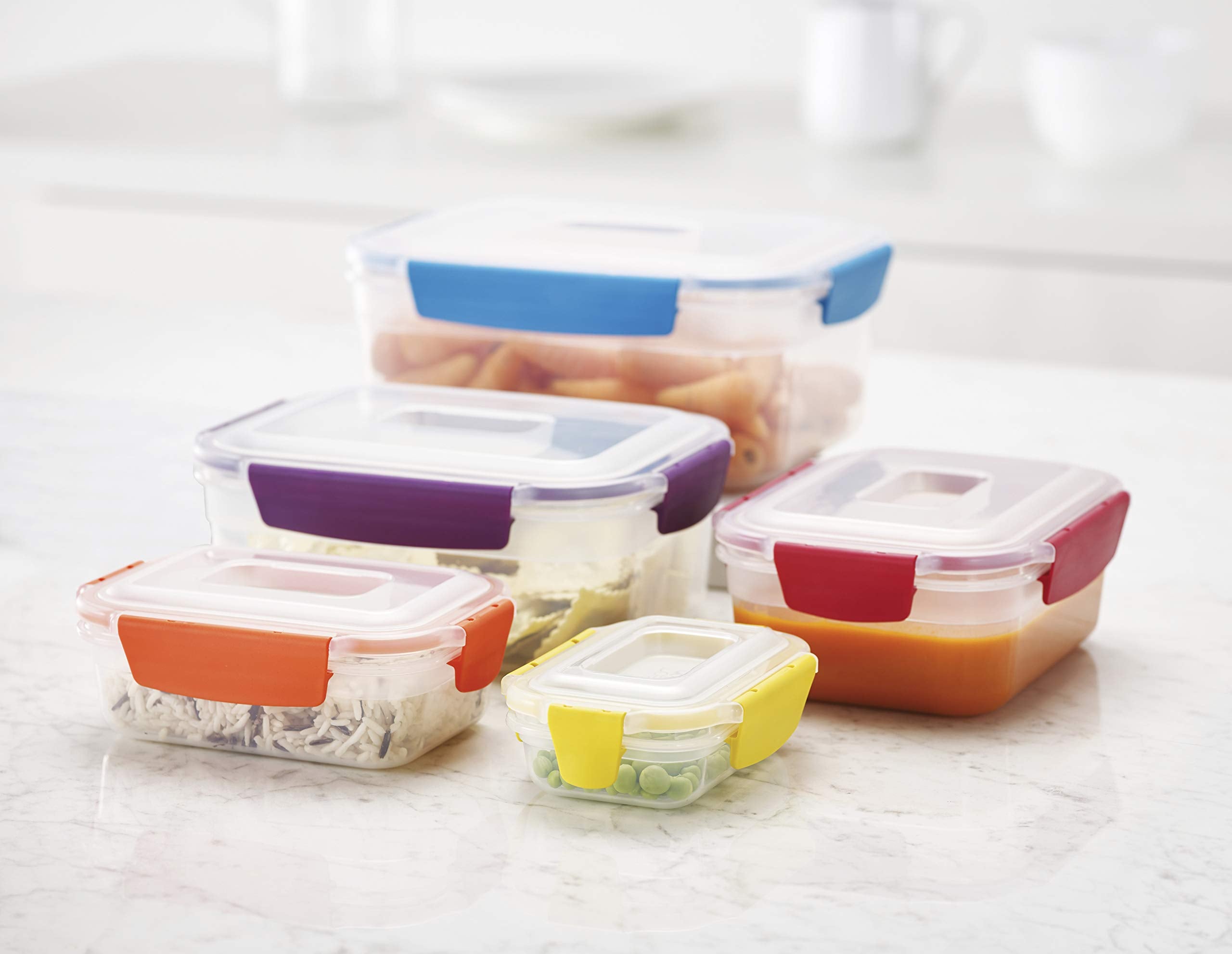 Nesting Food Storage Containers with Lockable Lids – 10-Piece Airtight BPA-Free Set (Multi-Color)