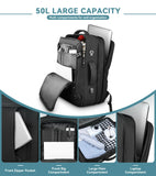 AREYTECO 50L Expandable Carry On Travel Backpack with USB Port, TSA Lay-Flat Design and 17” Laptop Compartment