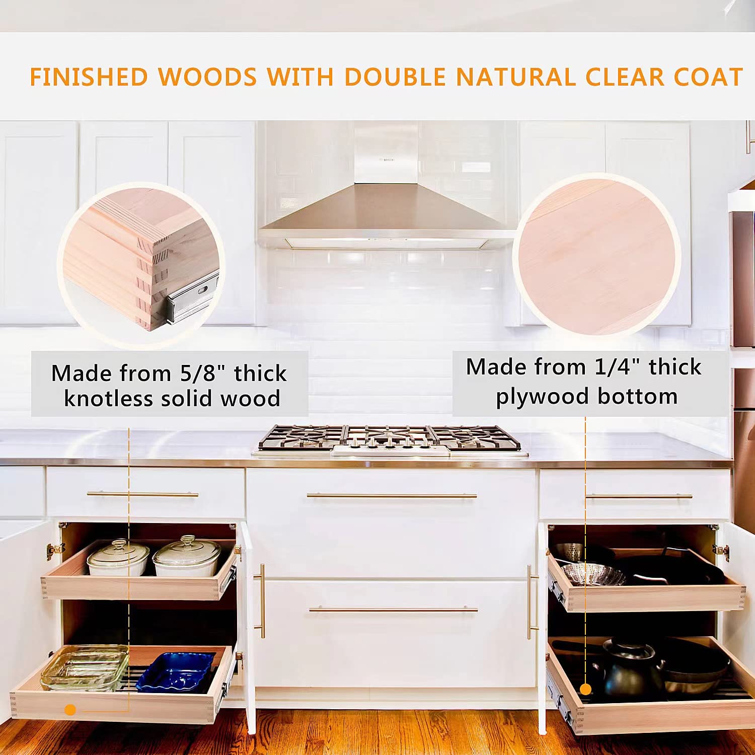 Mulush Slim Pull-Out Wooden Cabinet Drawer with Soft-Close Slides – Compact Heavy-Duty Organizer