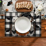 Artoid Mode Halloween Placemats – 4-Pack Black & Beige Table Mats, Durable Polyester, Wrinkle-Proof & Washable (13x18 in)