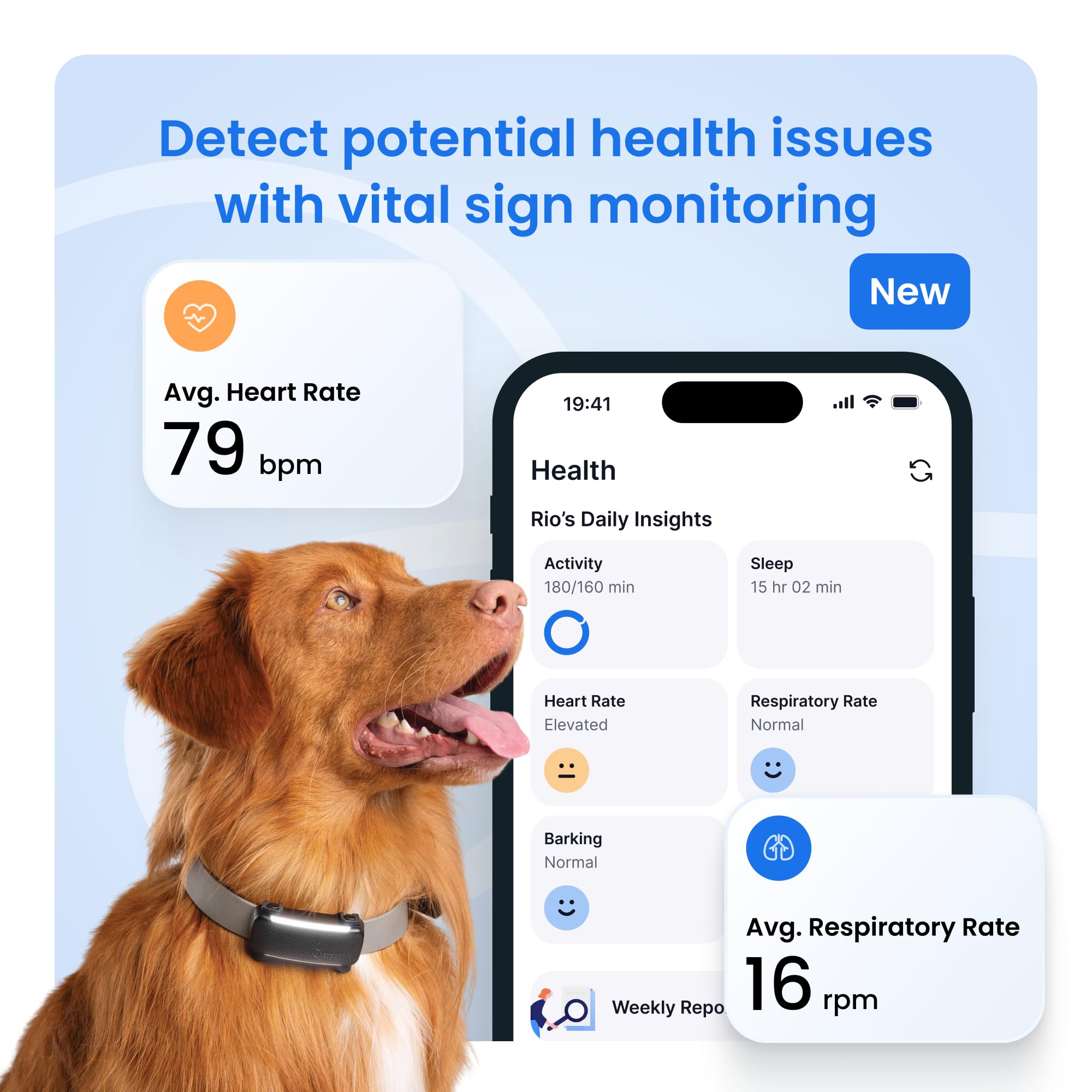 Tractive Smart GPS Dog Tracker with Health, Bark Monitoring & Virtual Fence Alerts – Waterproof Real-Time Pet Tracking Device (Brown)