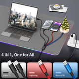 4-in-1 Multi Charging Cable (Dual USB-C, Lightning & Micro USB) – 5FT Universal Fast Charger Cord for iPhone, Android & Multiple Devices