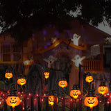 Solar Pumpkin Pathway Lights with Witch Hat – Outdoor Halloween Decorations with 8 Modes & Warm White LEDs (Orange, 2-Pack)