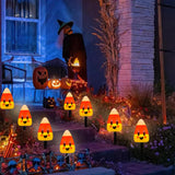 7FT Halloween Candy Corn Pathway Lights – Outdoor LED Walkway Marker Stakes (4 Corncob Lights, Waterproof, Connectable)