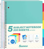 All-in-One Study Notebook with 5 Pocket Dividers, 400 College Ruled Pages and Binder-Ready Sheets