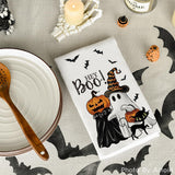 Artoid Mode Ghost Pumpkins Bats Cat Hey Boo Halloween Kitchen Towels Dish Towels, 18x26 Inch Seasonal Decoration Hand Towels Set of 2