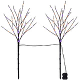 Halloween Lighted Tree Branches – 2 Pack 30" Black Artificial Trees with 100 LED Orange & Purple Lights, Timer Function & Adjustable Twigs