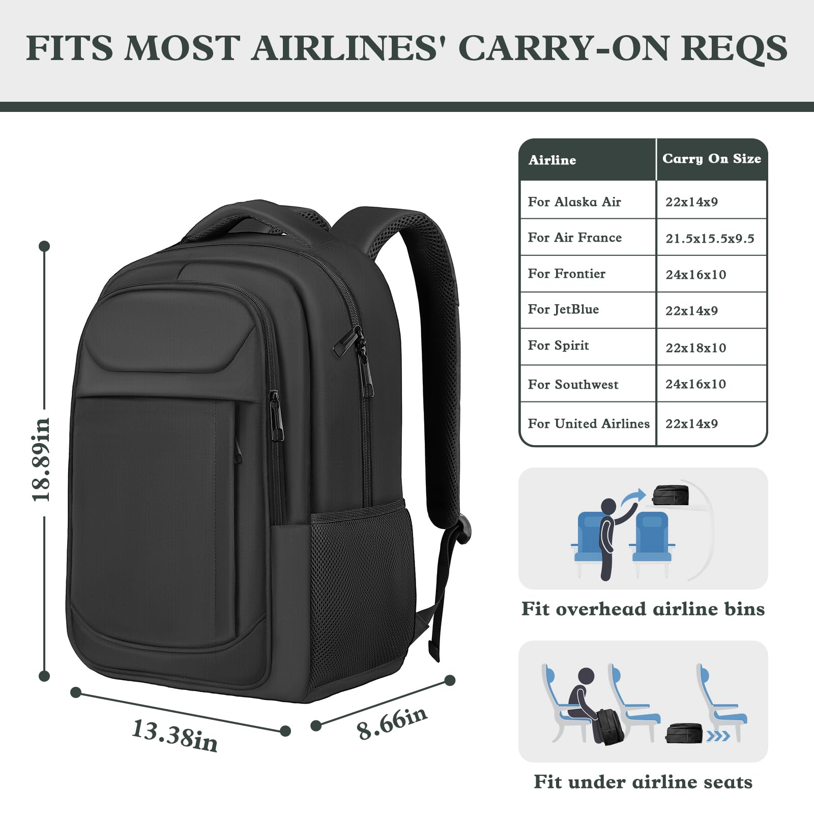 JARWAM 17.3″ Travel Laptop Backpack – Extra Large Airline-Approved Business & College Backpack with Anti-Theft Design (Black)