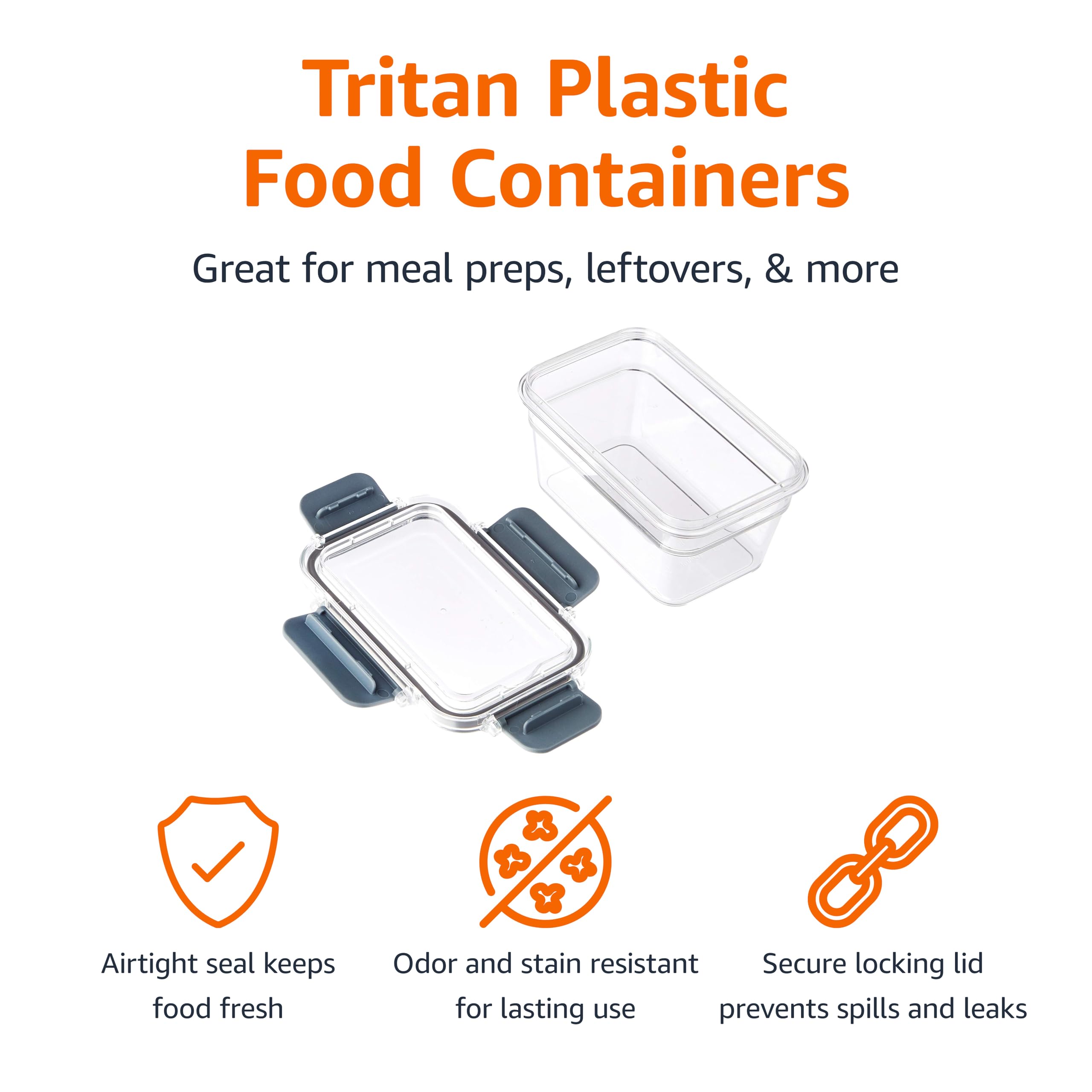 Amazon Basics Airtight Food Storage Containers – 22 Piece Tritan Plastic Set with Locking Lids
