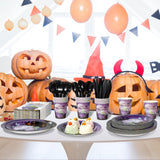 Halloween Baby Shower Party Supplies Set – Purple “A Baby is Brewing” Plates, Cups, Napkins & Cutlery for 25 Guests