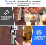 Waterproof Fingerprint Smart Padlock with Backup Key, USB Rechargeable Biometric Security Lock for Gym, Luggage & Storage
