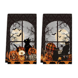 Black Halloween Kitchen Dish Towels – 2-Pack Ultra-Soft & Absorbent Tea Towels for Seasonal Kitchen Decor (18x26 Inches)