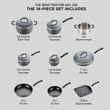 T-fal Ultimate Hard Anodized Nonstick Cookware Set – Thermo-Spot Technology, Durable & Oven Safe