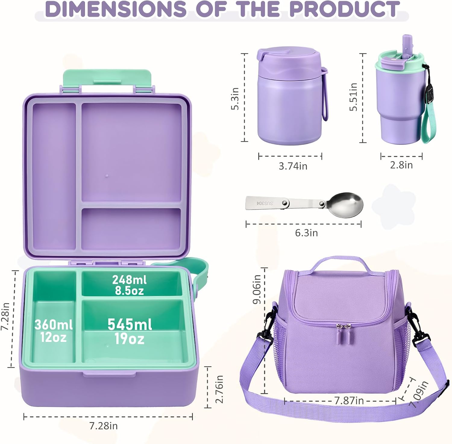 Purple 4-Piece Lunch Set with 17 oz Food Jar