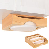 CKIU Bamboo Paper Plate Dispenser – Under Cabinet & Countertop Holder for 10-Inch Plates (Bamboo)