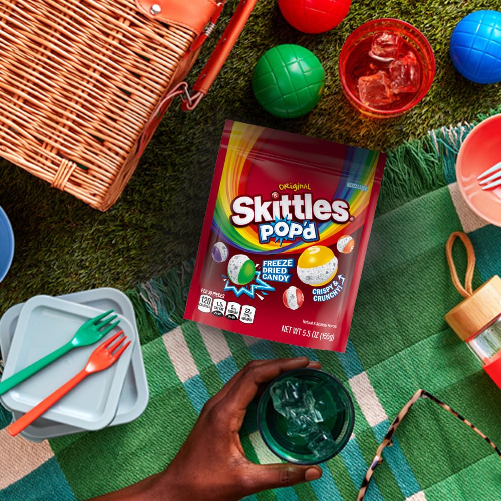 SKITTLES POP’d Originals Freeze Dried Candy – 5.5oz Crunchy Fruity Mix with Bold Flavors & Irresistible Crisp 🌈🍓🍋