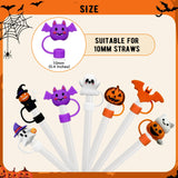 9 Pcs Halloween Silicone Straw Toppers – Pumpkin, Ghost & Bat Covers for Stanley 30/40oz Tumblers