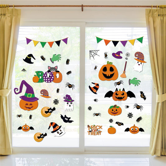 Purple Halloween Window Clings – 232PCS Gel Stickers with Ghosts, Pumpkins & Skulls