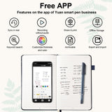 YUAN Smart Pen & Digital Notebook Set with Real-Time App Sync, Offline Storage & Navy PU Leather Cover