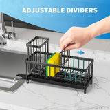 Stainless Steel Kitchen Sink Caddy with Rotatable Spout – Compact Sponge & Brush Organizer