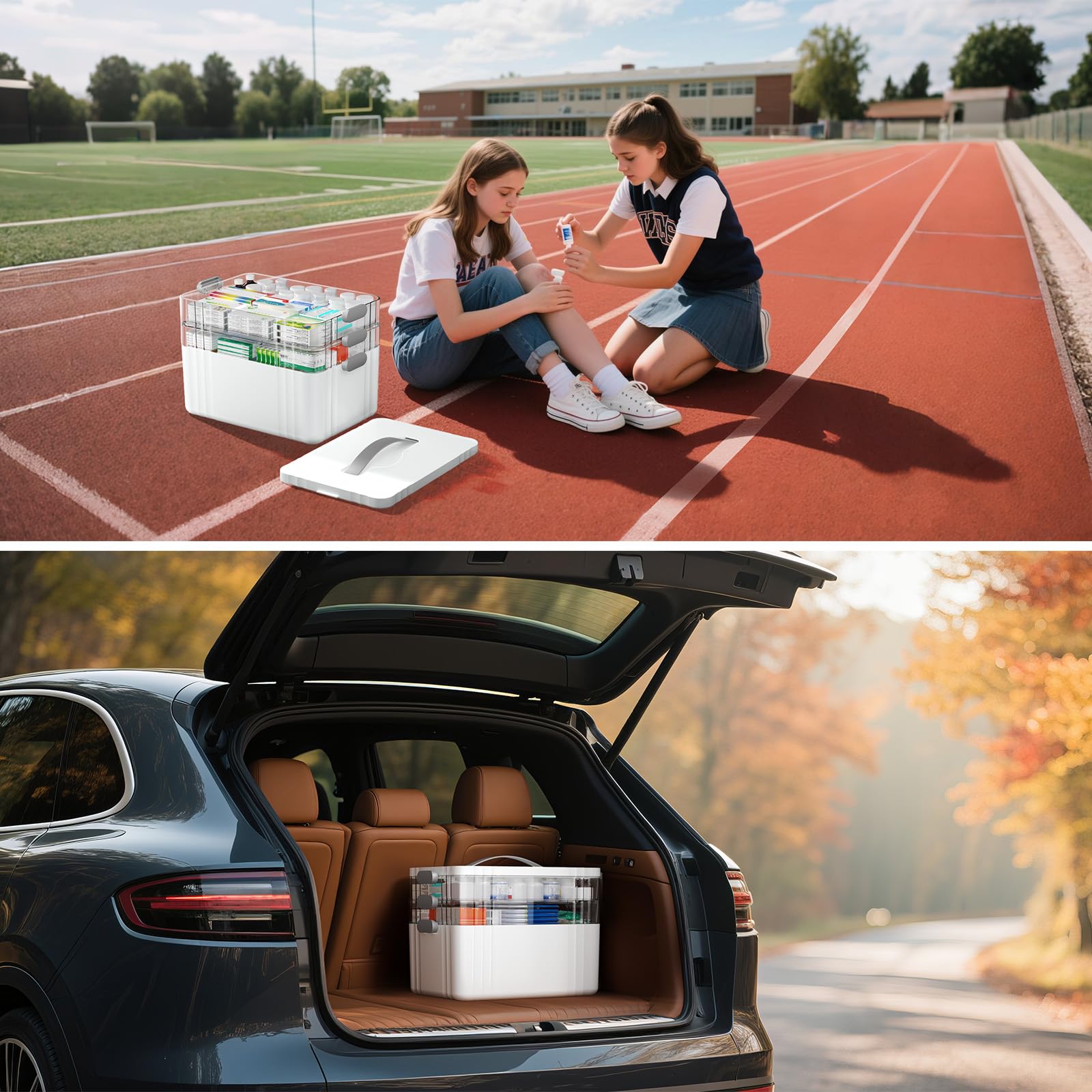 3-Tier Portable Medicine Organizer Box – Multipurpose First Aid & Pill Storage Case with Handle, White